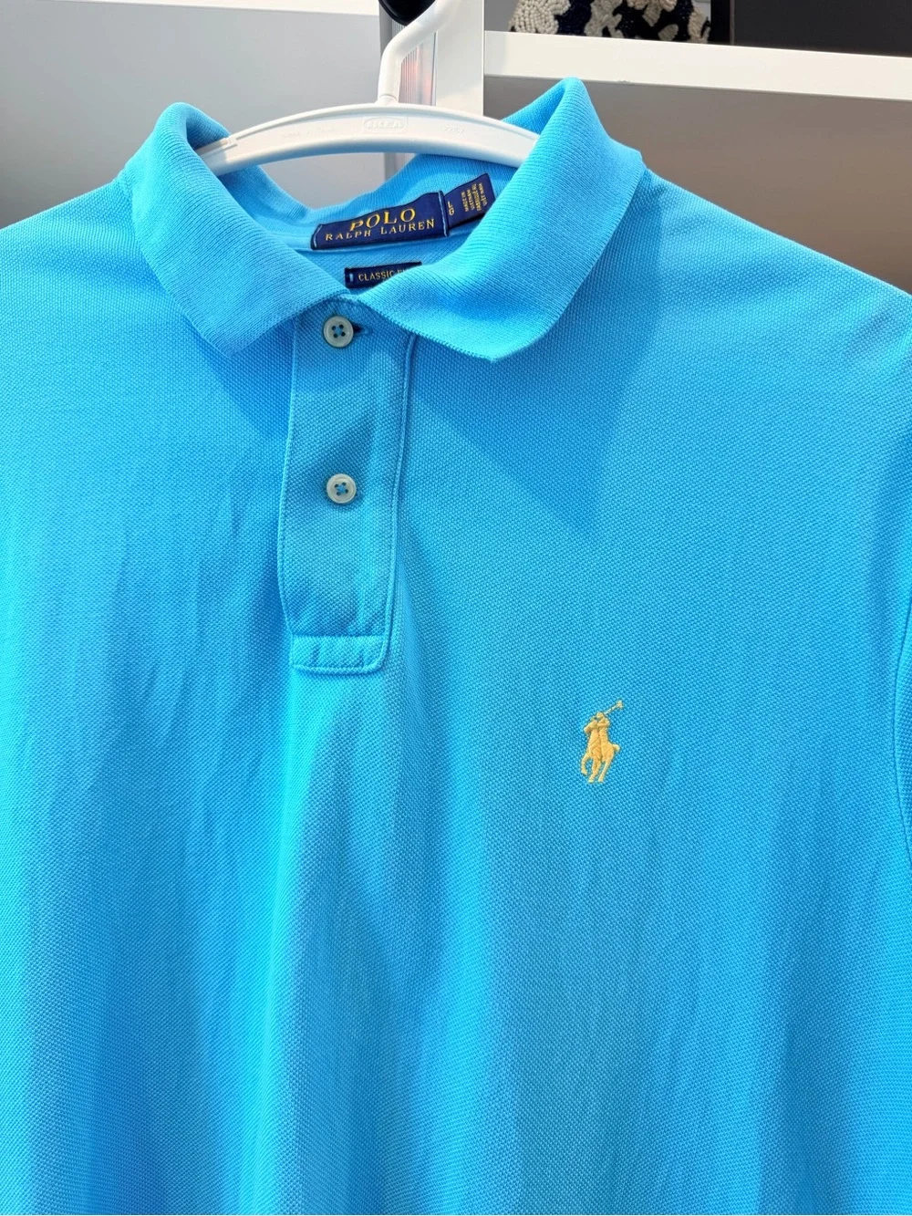 Polo Ralph Lauren/Classic Fit Polo/Turquoise Blue/ Gold Pony/Size L/ 100% Cotton